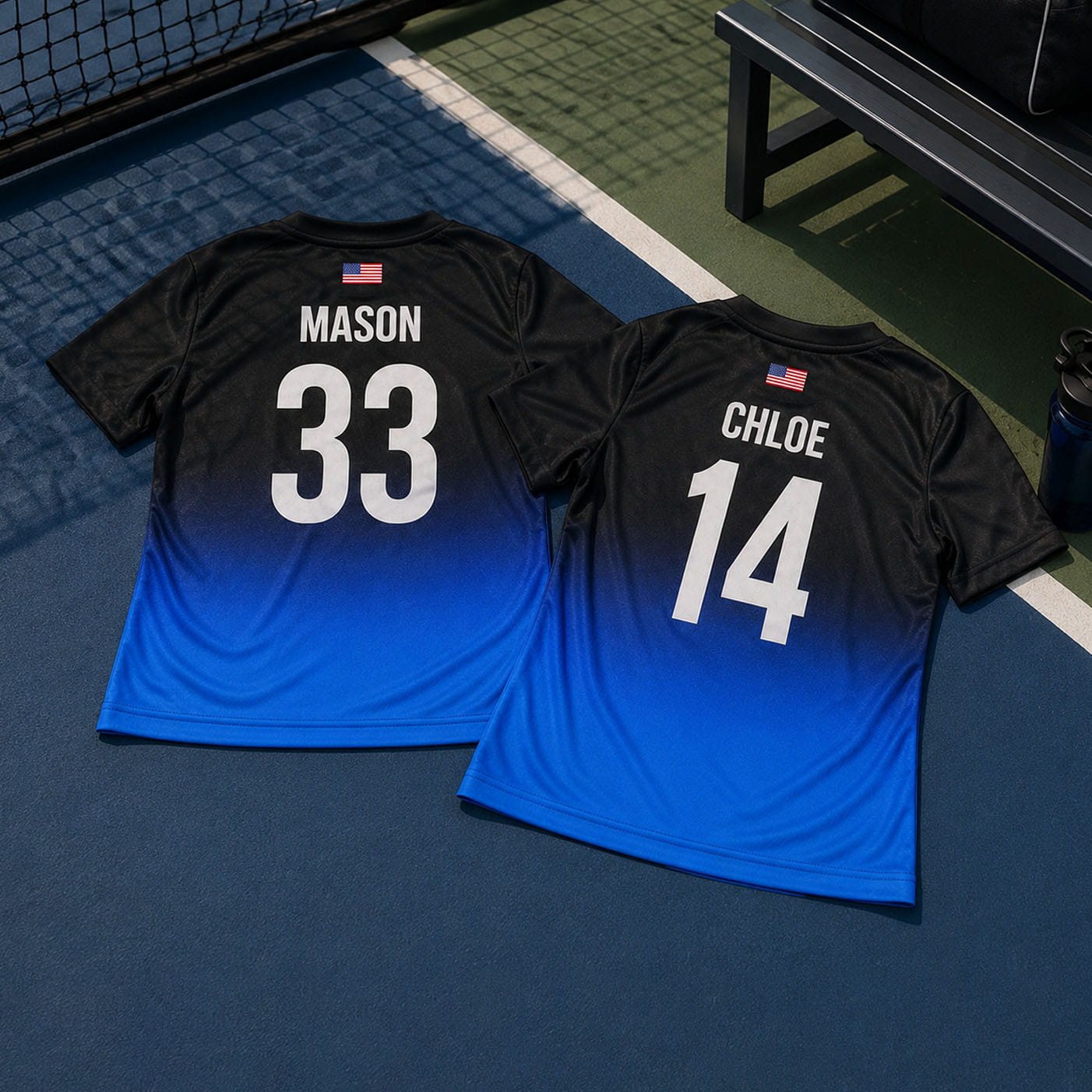 Custom Pickleball Shirts Gradient Blue back