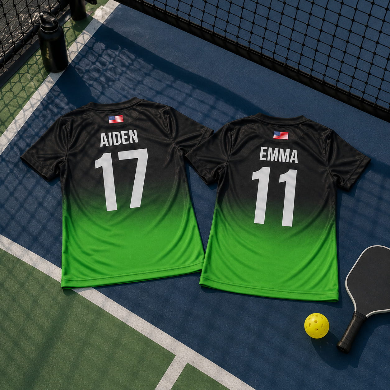 custom-pickleball-shirts-gradient-green-back Custom Pickleball Shirts Gradient Green back