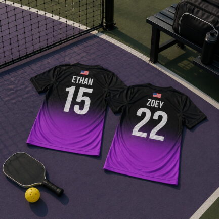 Custom Pickleball Shirts Gradient Purple back