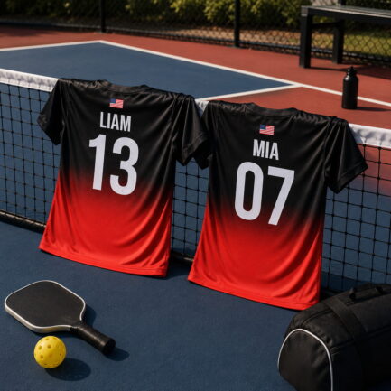 Custom Pickleball Shirts Gradient Red back